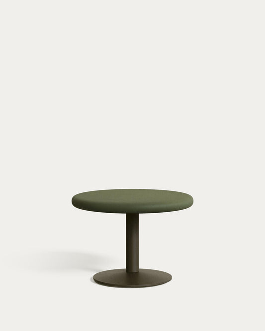 Esilda outdoor round table with green cement top Ø70cm and green steel base Ø42x45cm