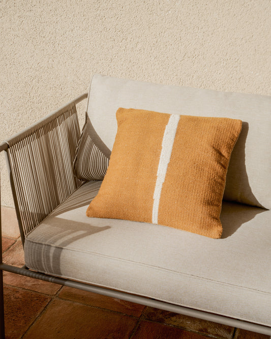 Daila orange 100% PET cushion cover with Ikat graphic 50 x 50cm