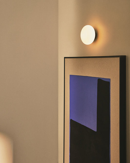 Bamila wall lamp in smoked glass and black metal Ø15cm