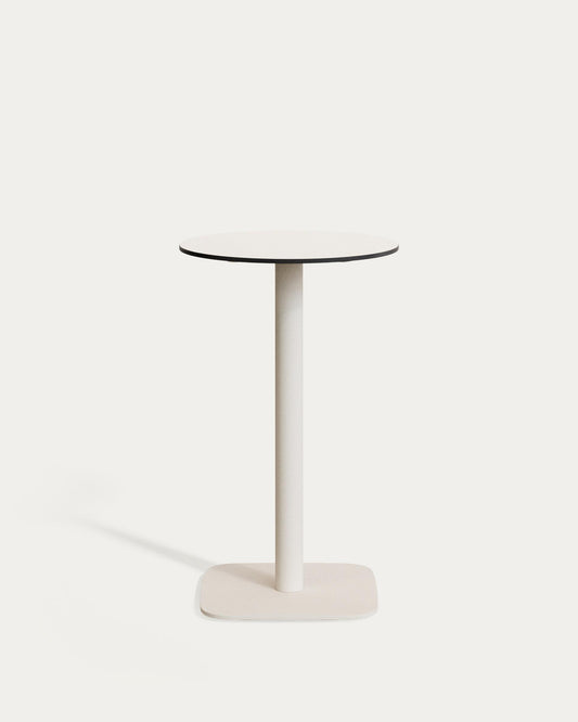 Dina high round outdoor table in white with metal leg in a painted white finish, Ø 60 x 96 cm