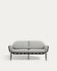 Joncols outdoor 2-seater sofa in aluminium with grey painted finish and grey cushions 164cm