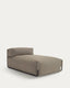Square chaise longue pouffe with backrest in green with black aluminium, 165 x 101 cm