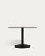 Esilda outdoor table in white with metal leg in a painted black finish, 90 x 90 x 70 cm