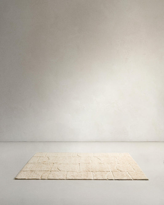 Nak ecru wool jacquard rug, 200 x 300 cm