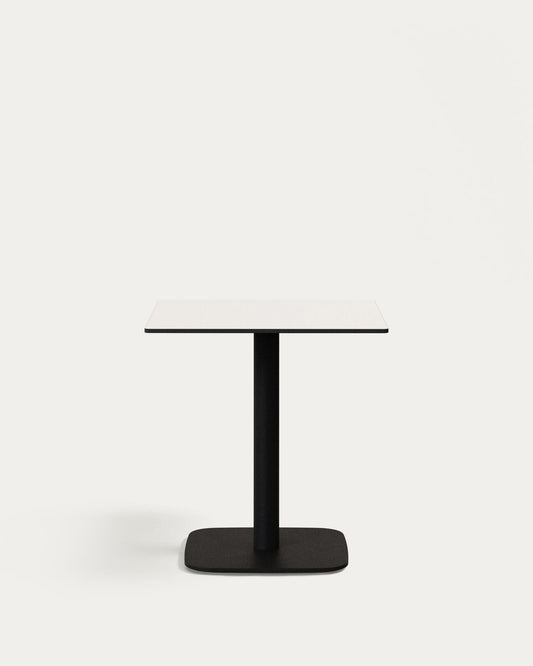 Dina outdoor table in white with metal legal in a painted white finish, 68 x 68 x 70 cm