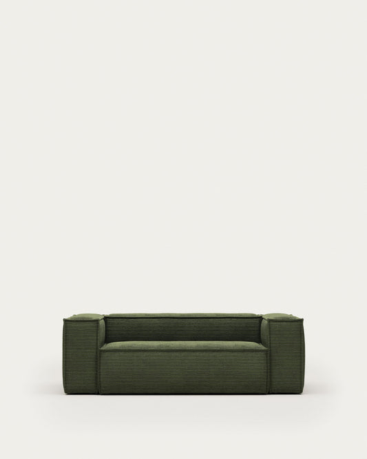 Blok 2-seater sofa in green thick corduroy 210cm FSC Mix Credit