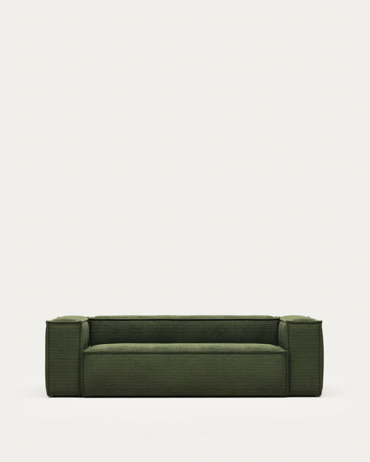 Blok 3-seater sofa in green thick corduroy 240cm FSC Mix Credit