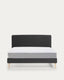 Dyla bed with removable cover in black, with solid beech wood legs for a 160 x 200 cm mattress
