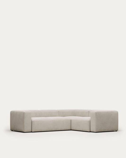 Blok beige chenille 3-seater corner sofa 290 x 230cm/230cm x 290cm FSC Mix Credit