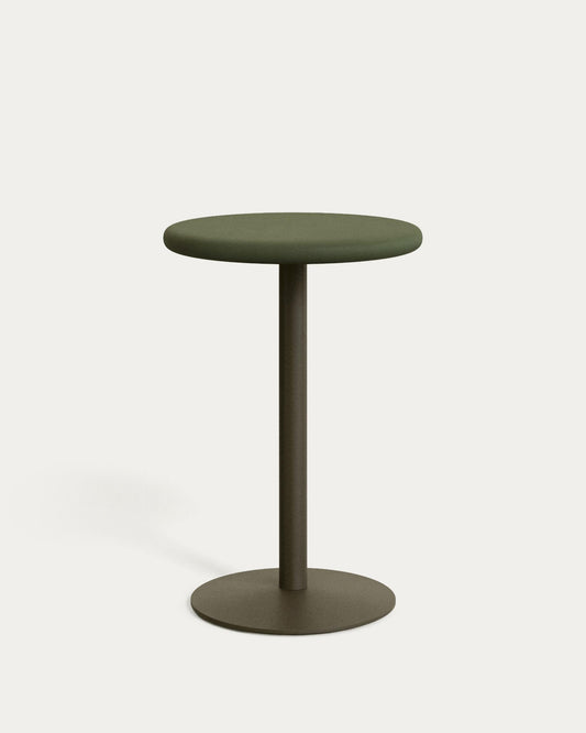 Esilda outdoor tall round table with green cement top Ø70cm and green steel base Ø55x96cm