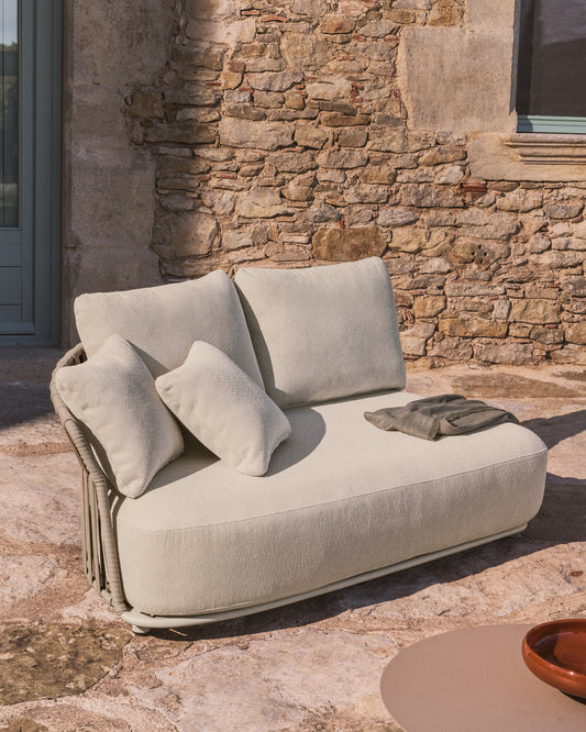 Osani 2-seater sofa in ecru aluminium and taupe rope 170 cm