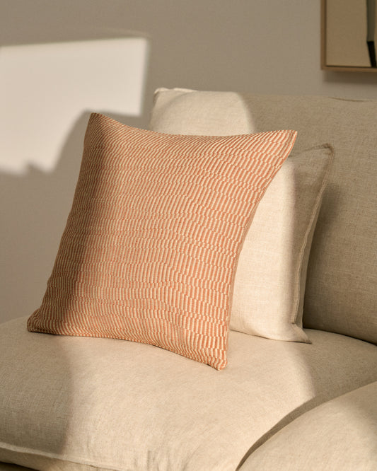 Nerel orange cotton and linen jacquard cushion cover 50 x 50cm