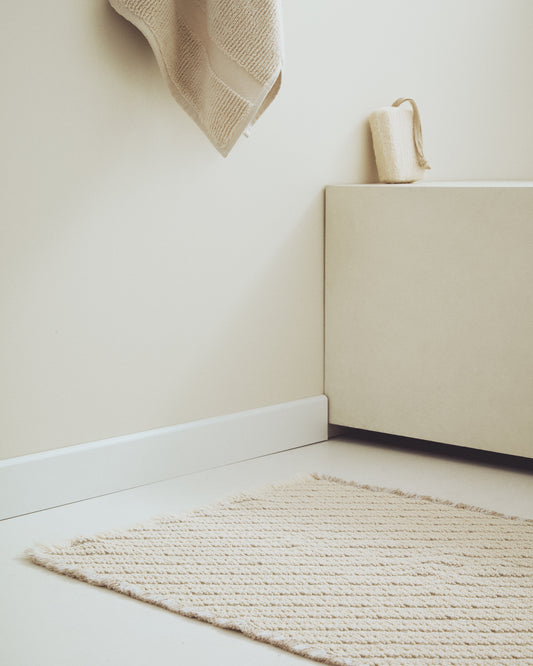 Janu bathmat in 100% cotton in diagonal structure ecru jacquard 50 x 70 cm