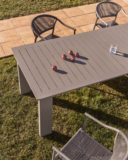 Livorno extendable table in taupe aluminium 233(350) x 100 cm