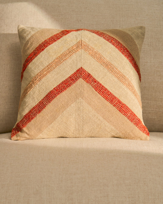 Taraia terracotta and beige cotton and viscose cushion cover 45 x 45cm