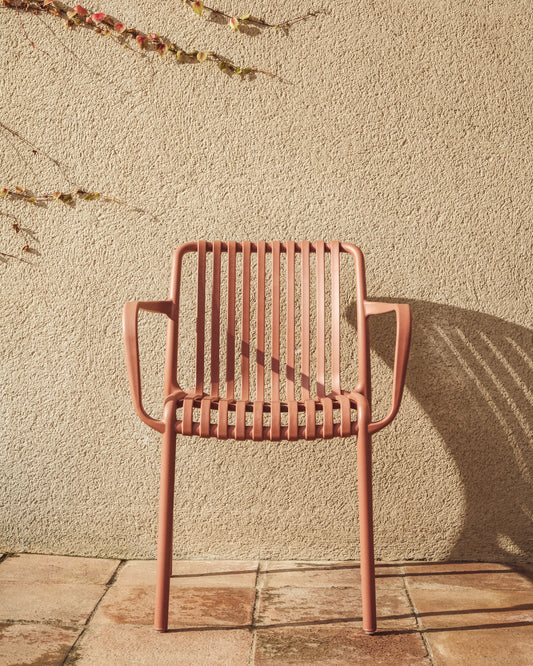Isabellini stackable outdoor chair in terracotta