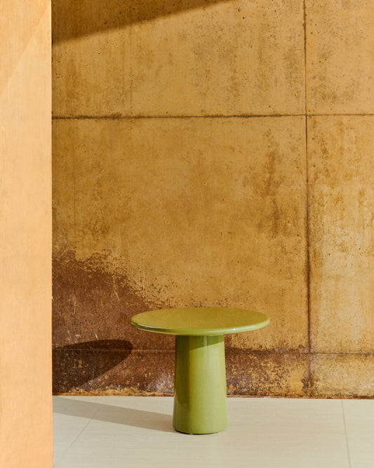 Albanella coffee table in cement with glossy green finish Ø65cm