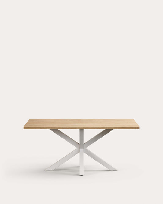 Argo table in melamine with natural finish and steel legs with white finish 180 x 100 cm