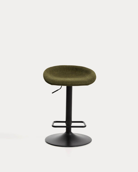Danua stool in green chenille and matte black steel 68-89cm FSC 100%