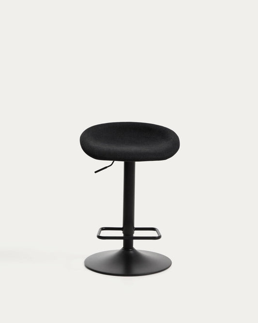 Danua stool in black chenille and matte black steel 68-89cm FSC 100%