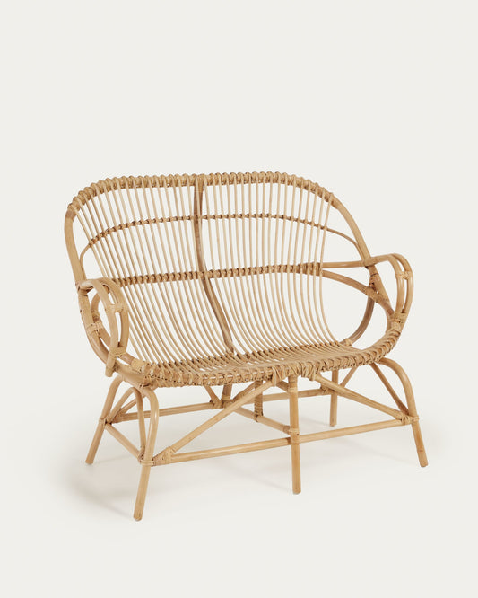 Mimosa rattan bench with a natural finish, 114 cm