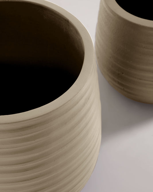 Sory set of 2 terracotta plantpots with grey finish Ø 28 cm / Ø 36 cm