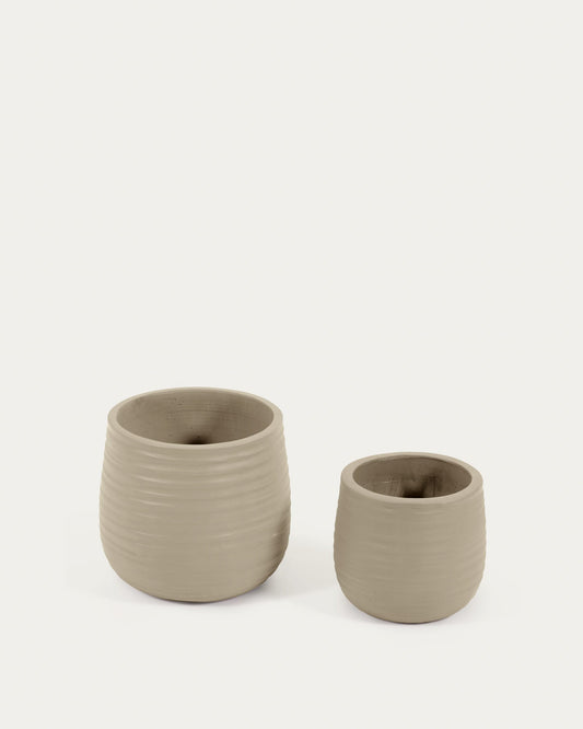 Sory set of 2 terracotta plantpots with grey finish Ø 28 cm / Ø 36 cm