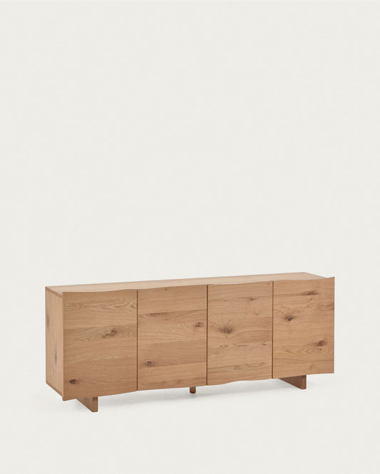 Rasha 4 door sideboard in oak veneer with natural finish, 180 x 71 cm