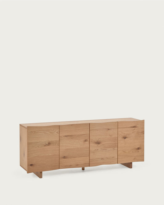 Rasha 4 door sideboard in oak veneer with natural finish, 180 x 71 cm