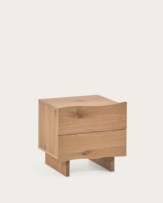 Rasha bedside table with oak veneer with natural finish 49 x 45 cm