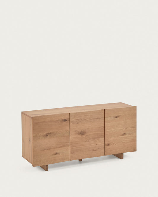 Rasha 3 door sideboard in oak veneer with natural finish, 150 x 71 cm