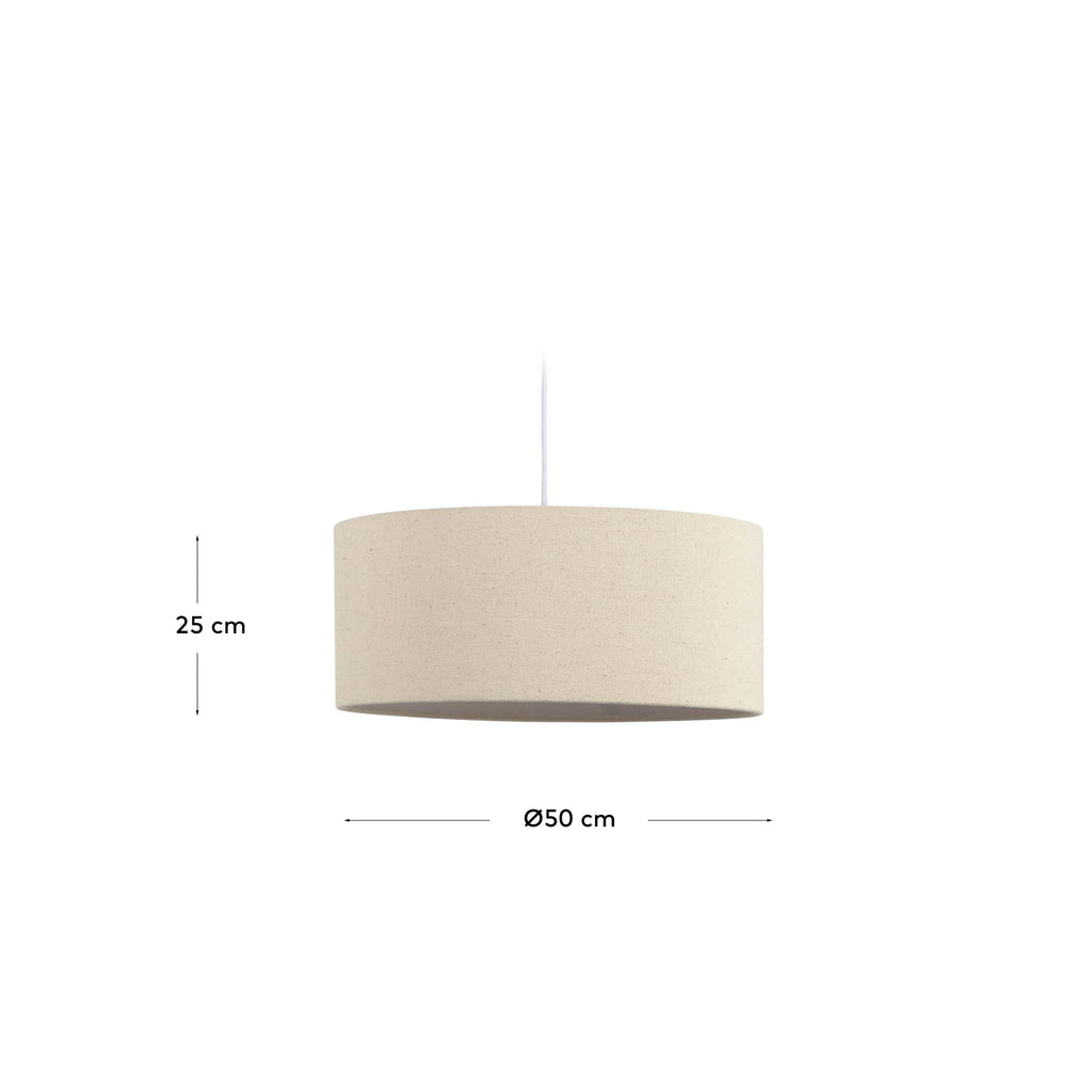 Nazli large linen ceiling light shade with beige finish Ø 50 cm
