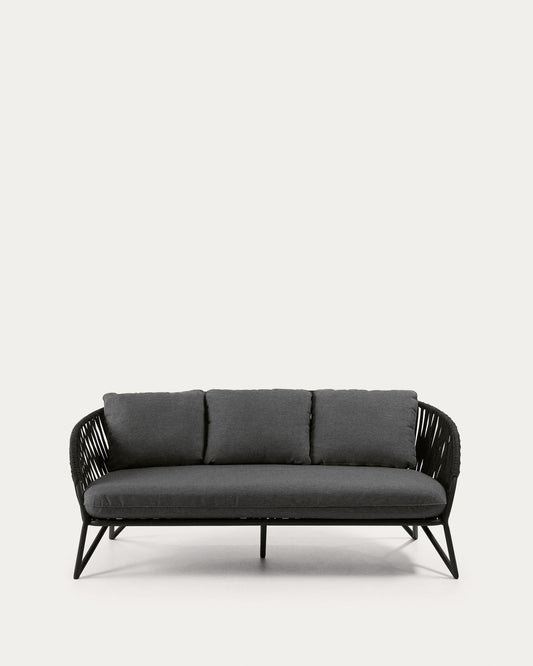 3 seater Branzie sofa in black cord, 180 cm