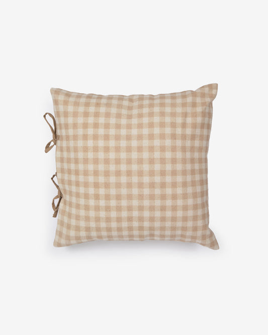 Bigahel cushion cover 100% cotton with beige and white squares 45 x 45 cm