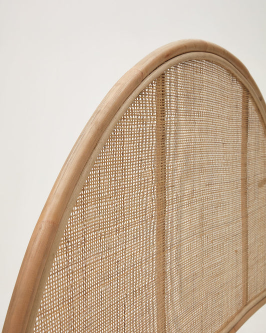 Quiterie round rattan headboard with a natural finish, 150/160 cm