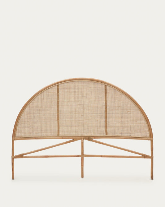 Quiterie round rattan headboard with a natural finish, 150/160 cm