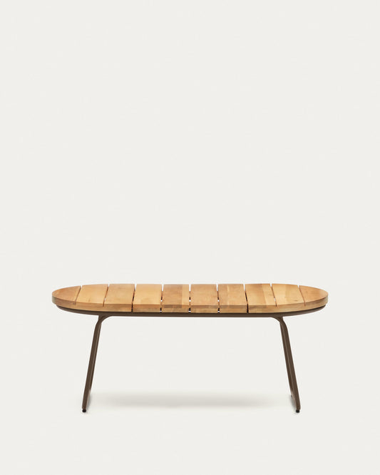 Salguer outdoor coffee table in solid acacia & brown steel, Ø 100 x 50 cm FSC 100%