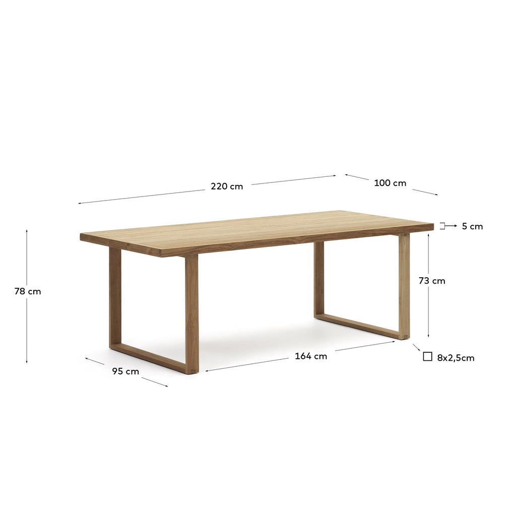 Canadell 100% outdoor table in solid teak wood, 220 x 100 cm