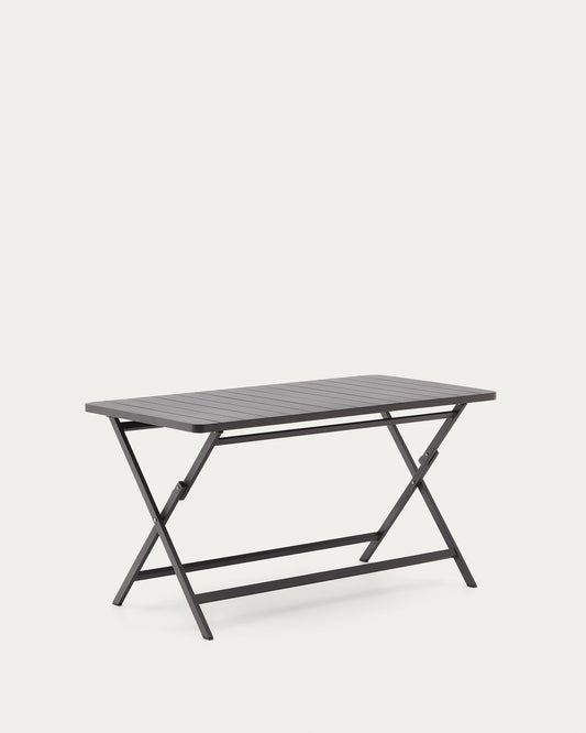 Torreta folding outdoor table made of aluminum with dark grey finish 140 x 70 cm