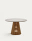 Alcaufar round outdoor table made of solid teak wood and grey cement Ø 120 cm