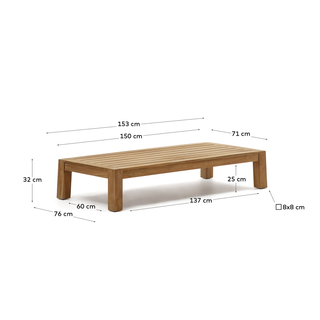 Forcanera coffee table in solid teak, 150 x 71 cm