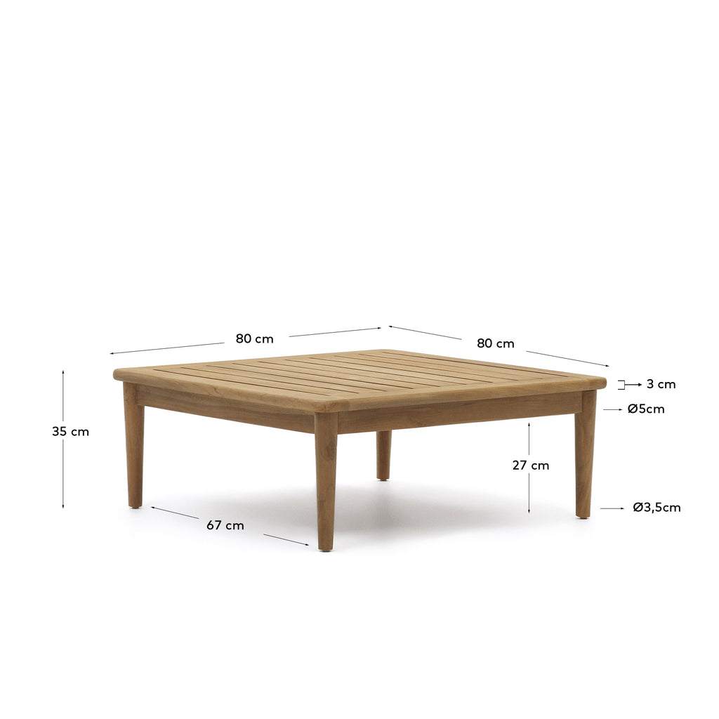 Portitxol solid teak coffee table, 80 x 80 cm