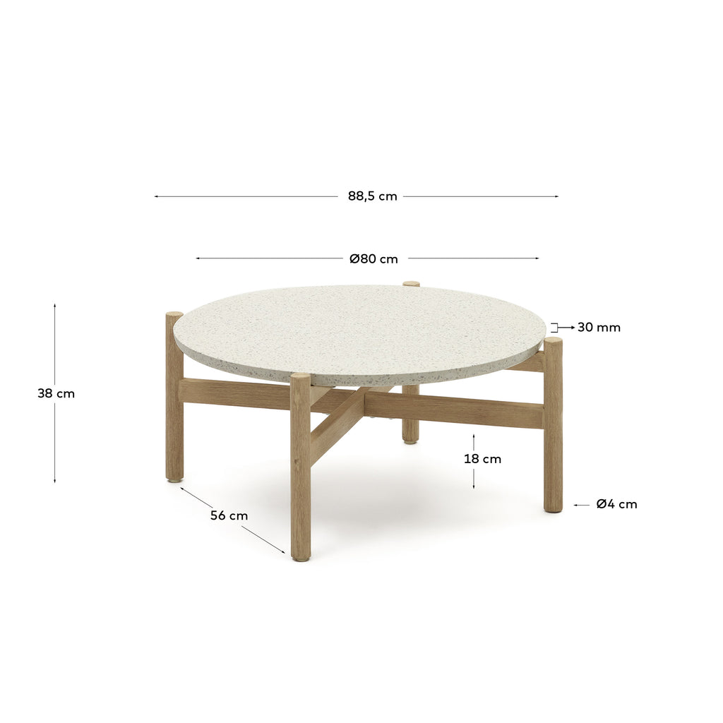 Pola solid eucalyptus wood and cement coffee table, Ø 84,4 cm FSC