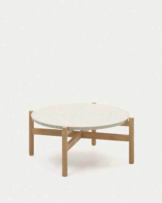 Pola solid eucalyptus wood and cement coffee table, Ø 84,4 cm FSC