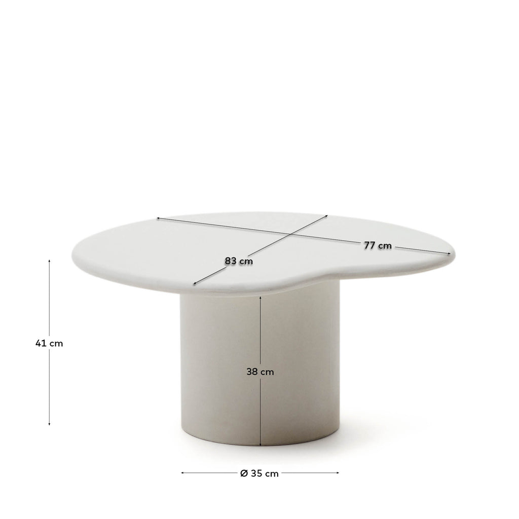 Macarella white cement coffee table, 83 x 77 cm