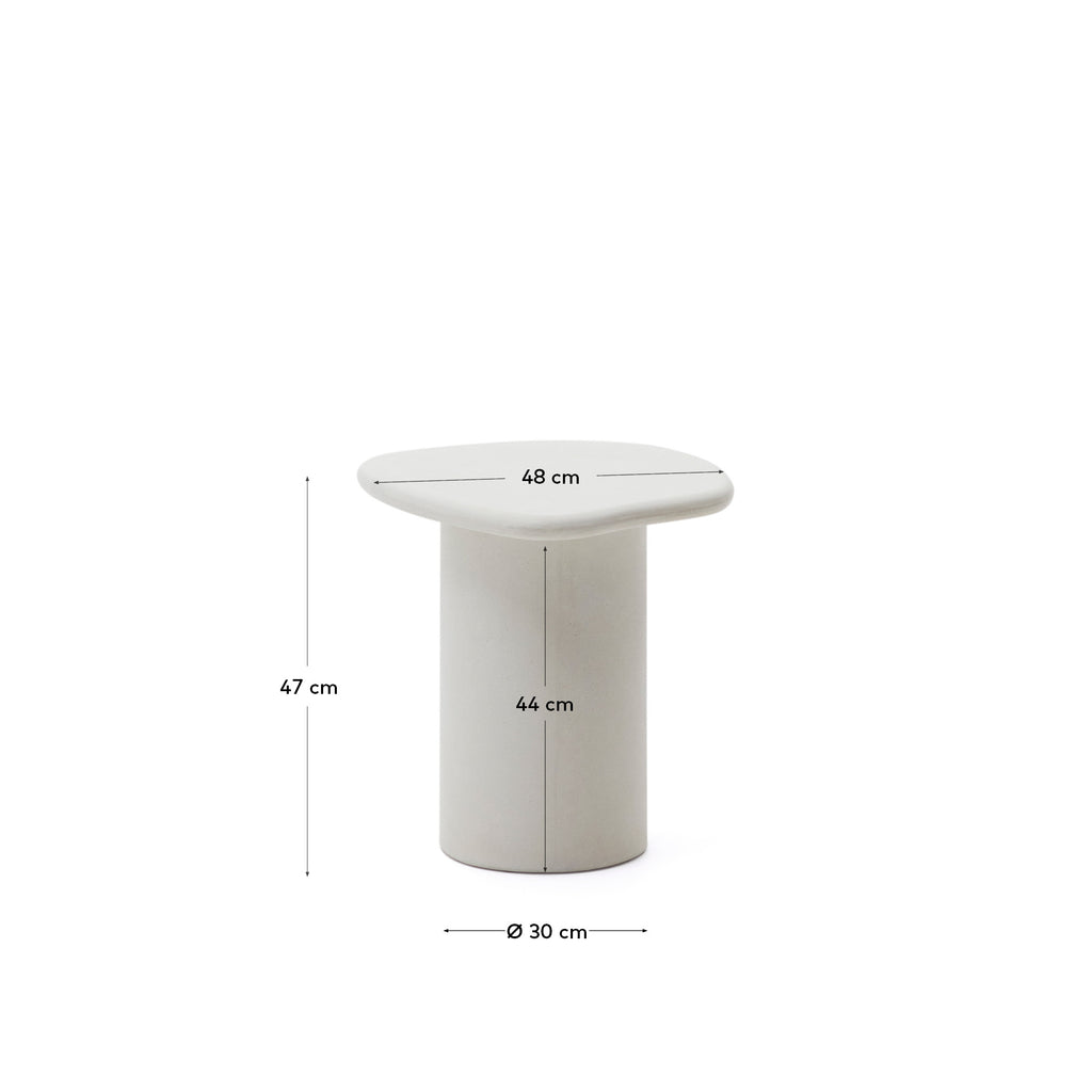 Macarella white cement side table, 48 x 47 cm