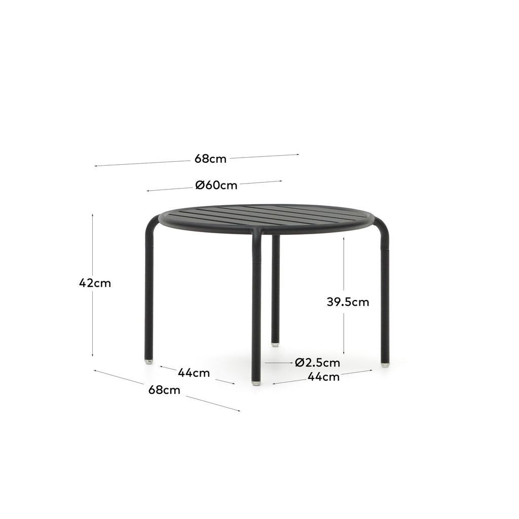 Joncols aluminium side table in powder coated grey finish, Ø 60 cm