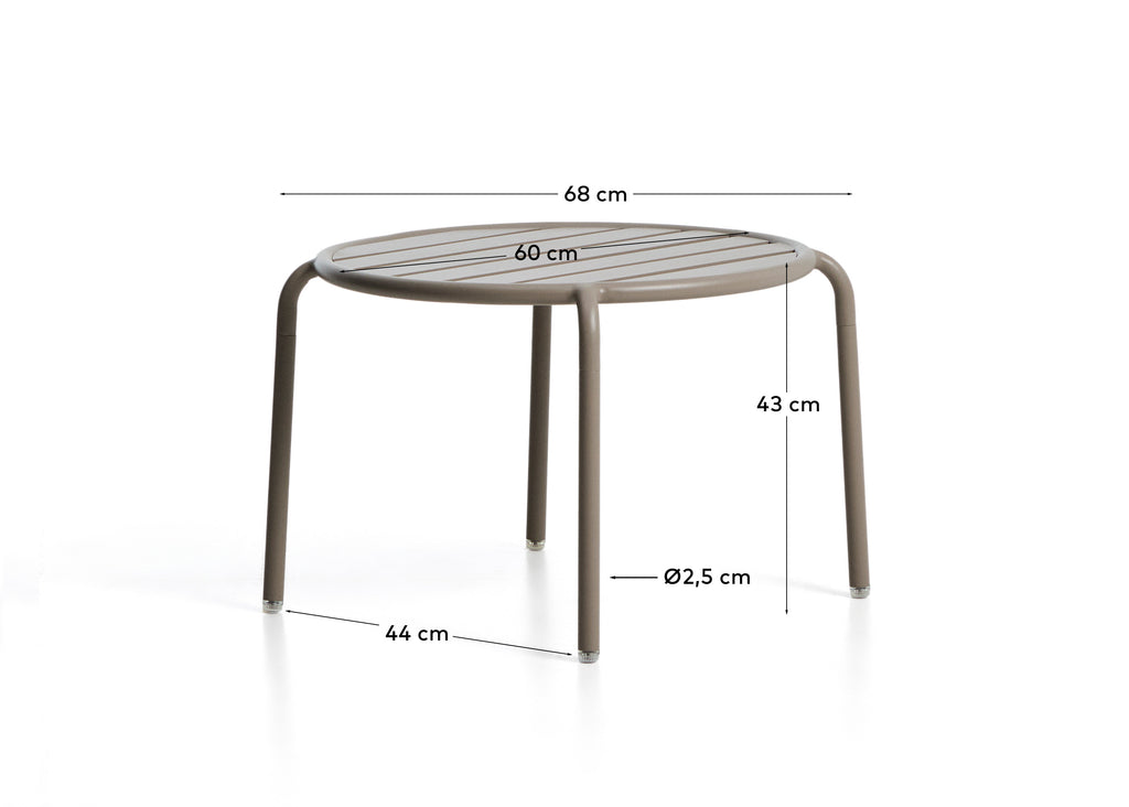 Joncols outdoor side table in aluminium with taupe painted finish Ø 60cm
