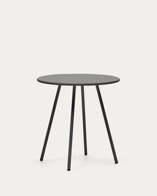 Montjoi round outdoor table in steel with a grey finish, Ø 70 cm