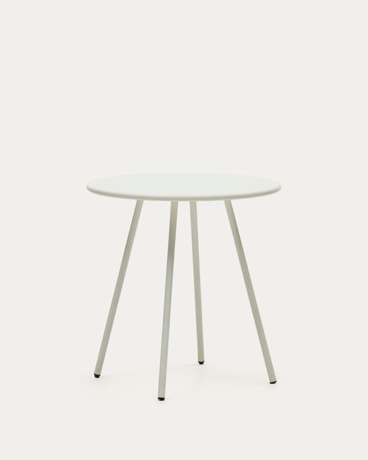 Montjoi round outdoor table in steel with a white finish, Ø 70 cm